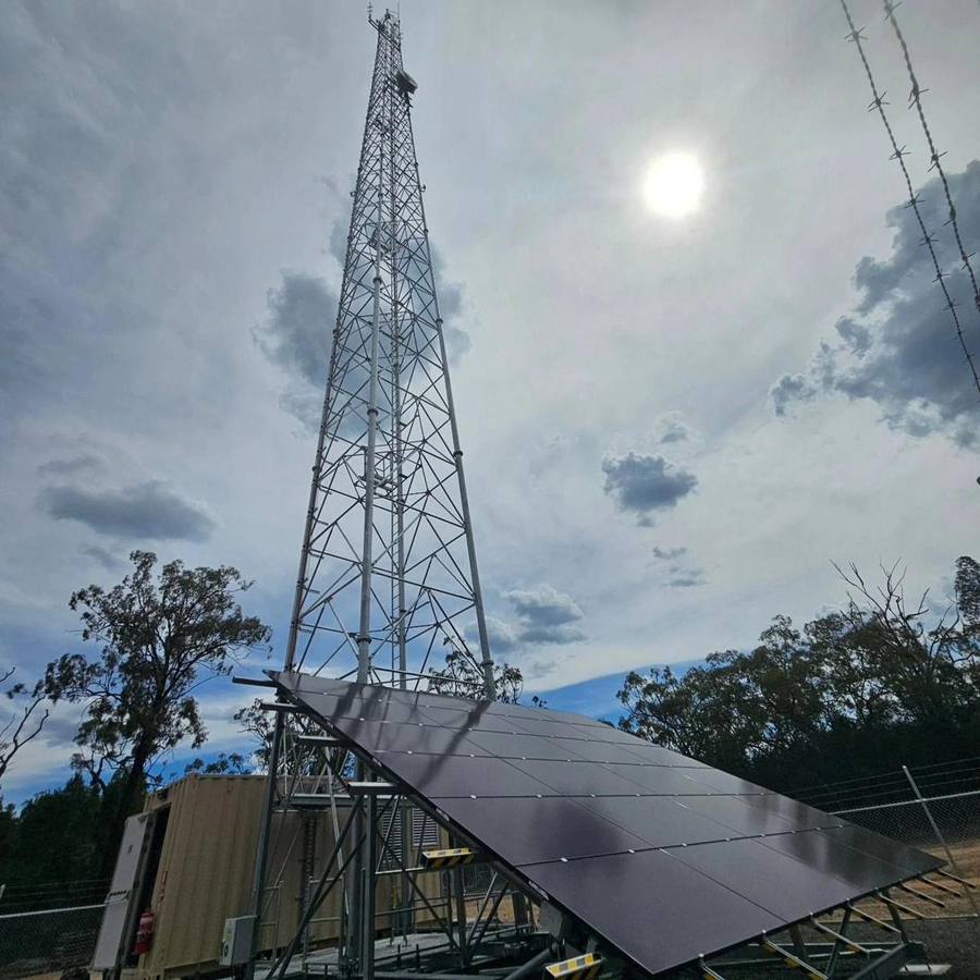 Comms-tower power — Off-grid solar · telecom site — Rising Sun Electrical
