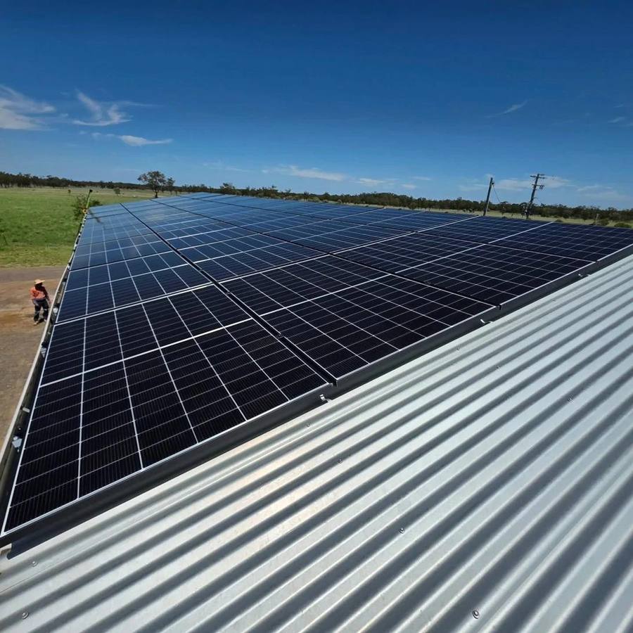 Working-shed array — Rural solar · machinery shed — Rising Sun Electrical