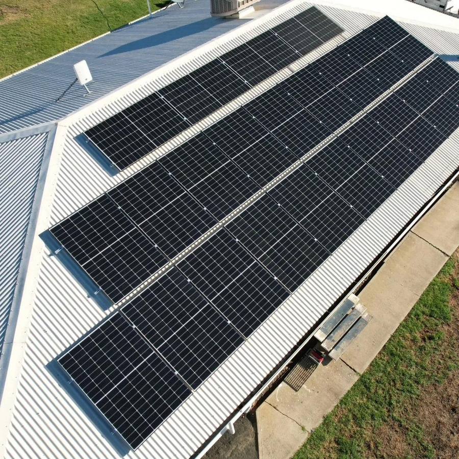 Colorbond rooftop install — Grid-connect solar · Roma — Rising Sun Electrical