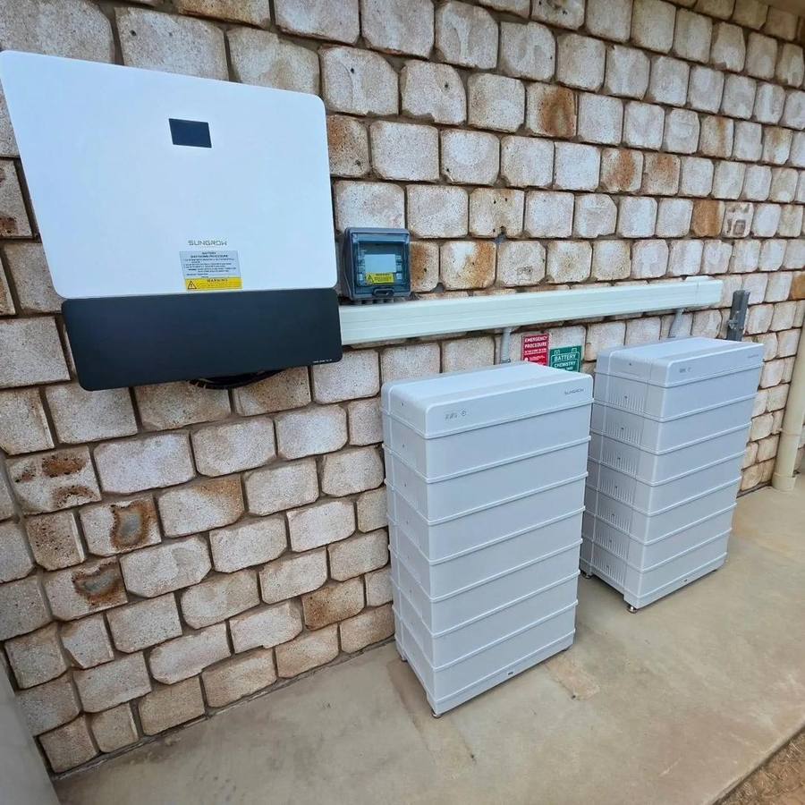 Dual-stack battery bank — Sungrow inverter · 2× battery — Rising Sun Electrical